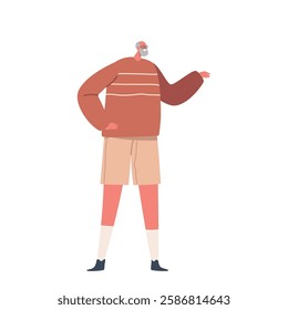 Joyful Senior Male character With A Warm Smile. Old Man Radiating Happiness And Contentment, People Vector Illustration