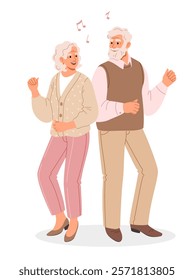 Joyful seniors happily dancing together in beautiful harmony, creating cherished memories