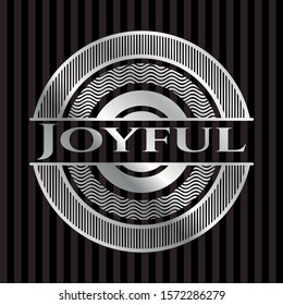 Joyful silvery badge or emblem. Vector Illustration. Mosaic.