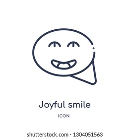 joyful smile icon from user interface outline collection. Thin line joyful smile icon isolated on white background.