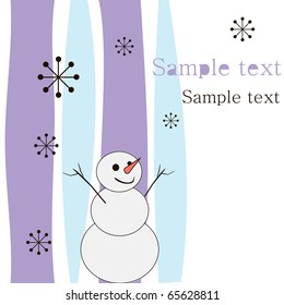 Joyful snowman. On an abstract background.