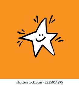 A joyful star. A new star in the rating. A hand-drawn sketch. Color vector doodle illustration
