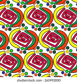 Joyful Sunny spring bright cheerful pattern with stars and flowers