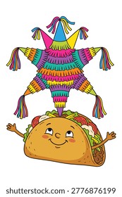 Joyful taco character and