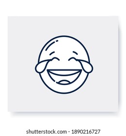 Joyful tears face line icon. Tears of joy, laughter emoticon. Outline drawn smiley. Facial expression emoji. Isolated vector illustration. Editable stroke 