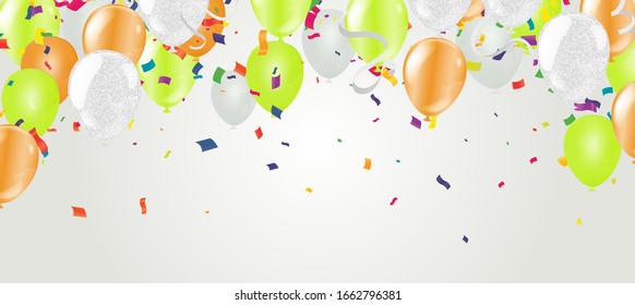 Una plantilla alegre con un grupo brillante de globos