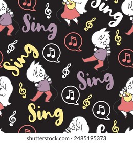 Joyful Tune Laughter Melody Singing Party Pattern can be use for background, template, and apparel design