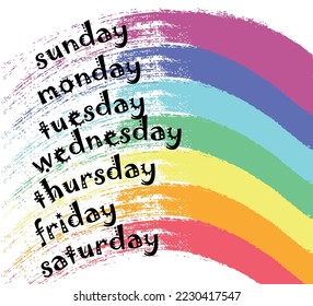 alegre escritura de los días de la semana con arcoiris 