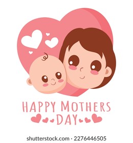 Joyful Vector Design of Mom and Baby for Celebrating Mother's Day