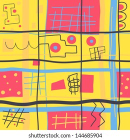 Joyful vibrant geometric background. Vector seamless