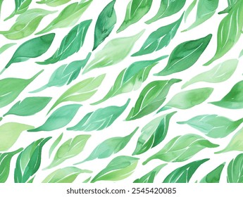 Patrón sin fisuras de acuarela alegre con abundancia de hojas verdes. Diseño de Vector exuberante y abstracto de patrón de hojas verdes para la decoración del hogar, Fondo de pantalla o impresiones de tela. Colores brillantes y alegres