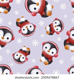 Joyful Winter and Christmas Seamless Pattern
