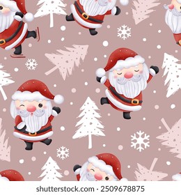 Joyful Winter and Christmas Seamless Pattern