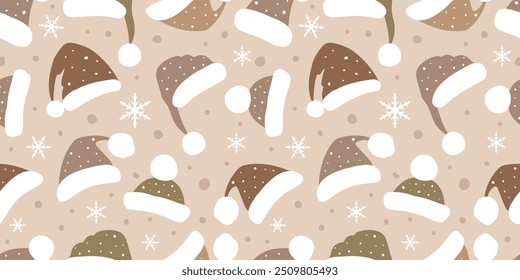 Joyful Winter and Christmas Seamless Pattern