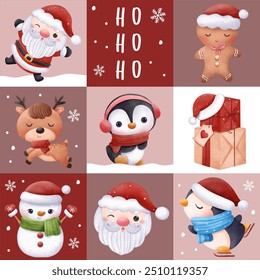 Joyful Winter and Christmas Seamless Pattern