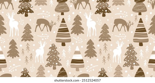 Joyful Winter and Christmas Seamless Pattern