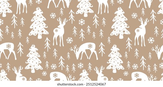 Joyful Winter and Christmas Seamless Pattern