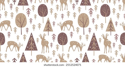 Joyful Winter and Christmas Seamless Pattern