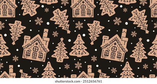 Joyful Winter and Christmas Seamless Pattern