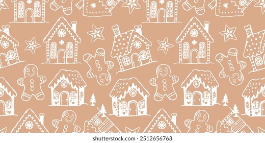 Joyful Winter and Christmas Seamless Pattern