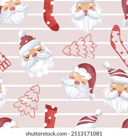 Joyful Winter and Christmas Seamless Pattern