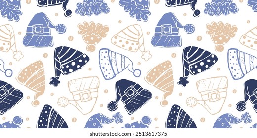 Joyful Winter and Christmas Seamless Pattern