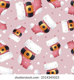 Joyful Winter and Christmas Seamless Pattern