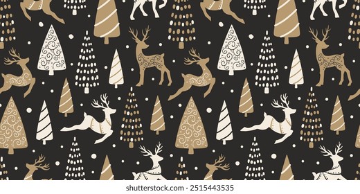 Joyful Winter and Christmas Seamless Pattern