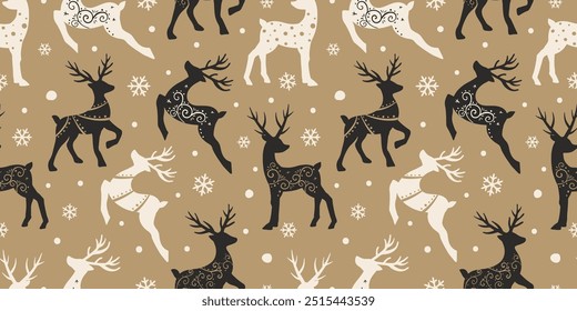 Joyful Winter and Christmas Seamless Pattern