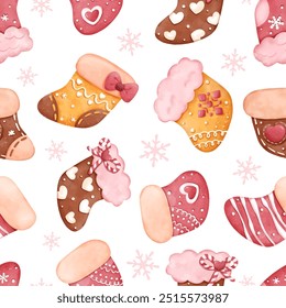 Joyful Winter and Christmas Seamless Pattern