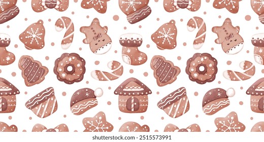 Joyful Winter and Christmas Seamless Pattern