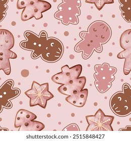 Joyful Winter and Christmas Seamless Pattern