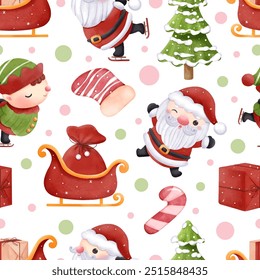 Joyful Winter and Christmas Seamless Pattern