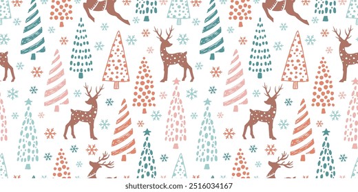 Joyful Winter and Christmas Seamless Pattern