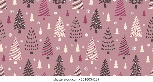 Joyful Winter and Christmas Seamless Pattern