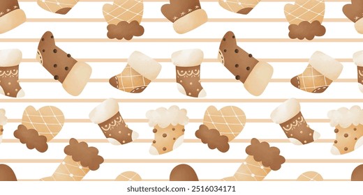 Joyful Winter and Christmas Seamless Pattern