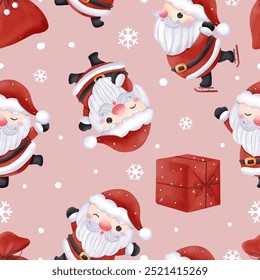 Joyful Winter and Christmas Seamless Pattern