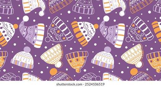 Joyful Winter and Christmas Seamless Pattern