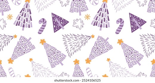Joyful Winter and Christmas Seamless Pattern