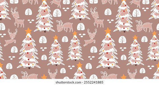 Joyful Winter and Christmas Seamless Pattern