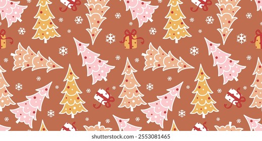 Joyful Winter and Christmas Seamless Pattern