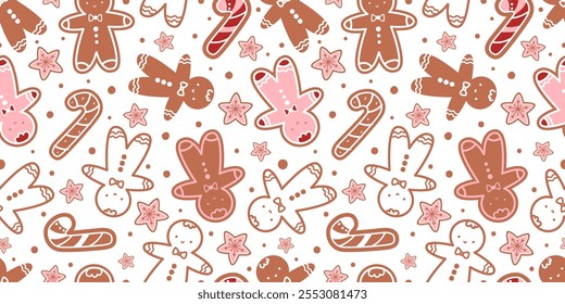 Joyful Winter and Christmas Seamless Pattern
