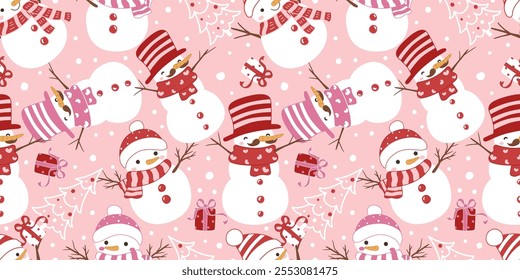 Joyful Winter and Christmas Seamless Pattern