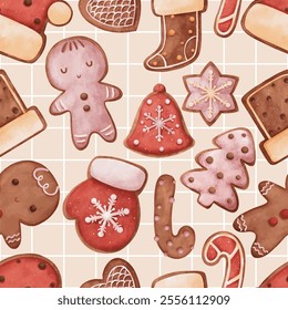 Joyful Winter and Christmas Seamless Pattern