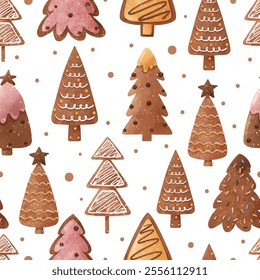 Joyful Winter and Christmas Seamless Pattern