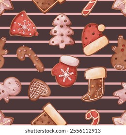 Joyful Winter and Christmas Seamless Pattern