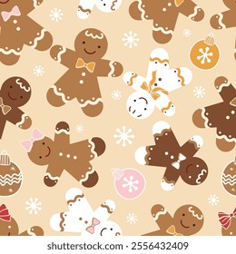 Joyful Winter and Christmas Seamless Pattern