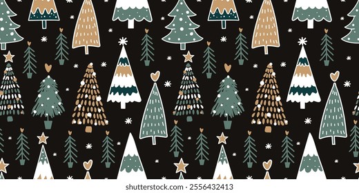 Joyful Winter and Christmas Seamless Pattern