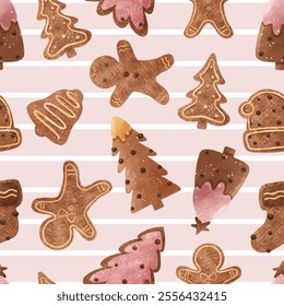 Joyful Winter and Christmas Seamless Pattern