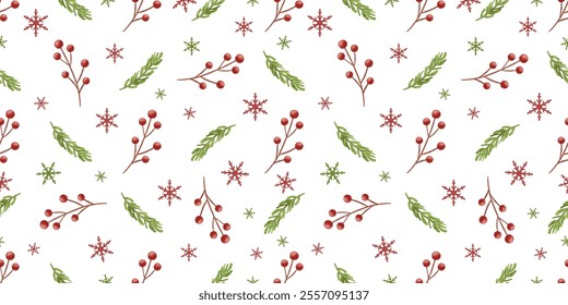 Joyful Winter and Christmas Seamless Pattern